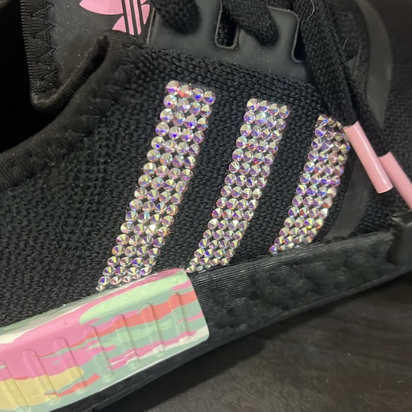 Adidas Black and Pink Sneakers with NMD Sole & Bling Crystal - Picture 4 of 4
